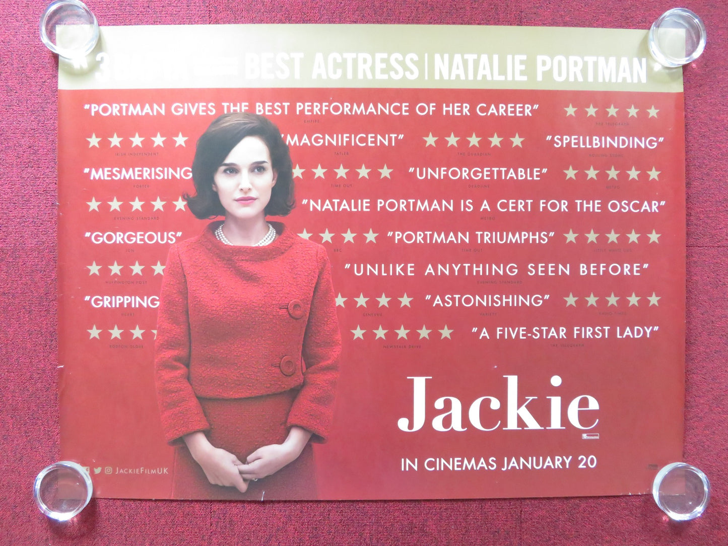 JACKIE UK QUAD (30"x 40") ROLLED POSTER NATALIE PORTMAN PETER SARSGAARD 2016