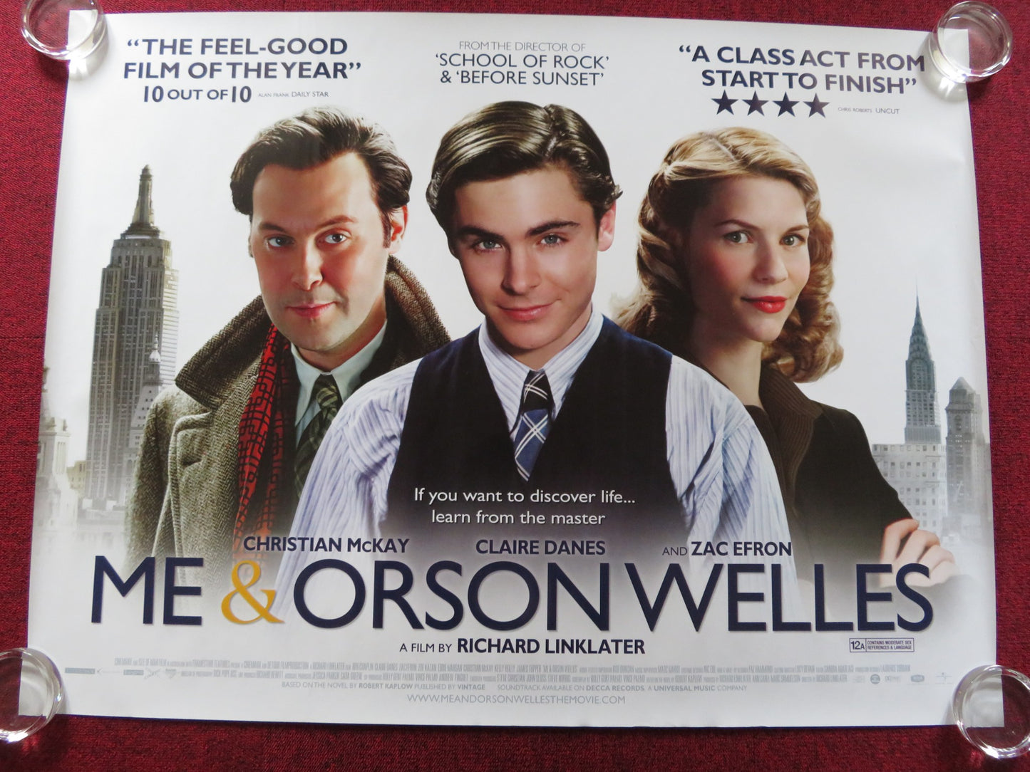 ME AND ORSON WELLES UK QUAD (30"x 40") ROLLED POSTER ZAC EFRON 2008