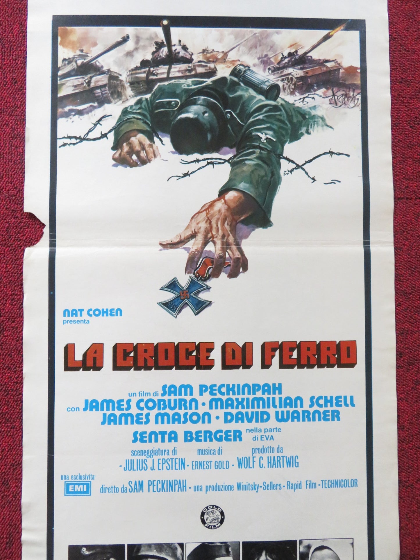 CROSS OF IRON ITALIAN LOCANDINA POSTER JAMES COBURN JAMES MASON 1977