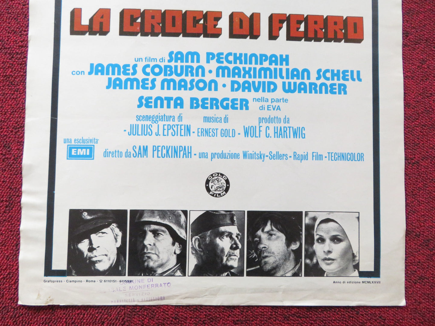 CROSS OF IRON ITALIAN LOCANDINA POSTER JAMES COBURN JAMES MASON 1977