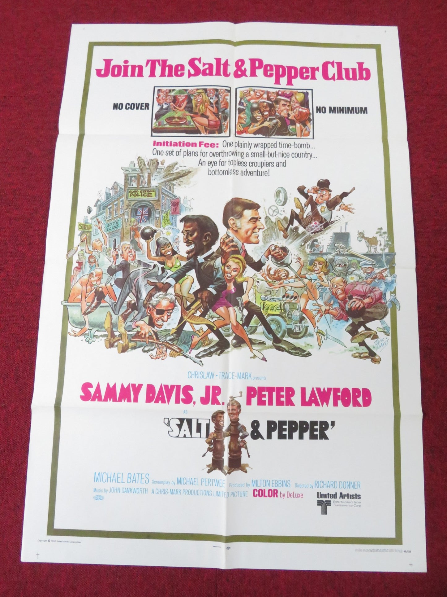 SALT AND PEPPER FOLDED US ONE SHEET POSTER SAMMY DAVIS JR. PETER LAWFORD 1968