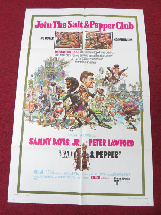 SALT AND PEPPER FOLDED US ONE SHEET POSTER SAMMY DAVIS JR. PETER LAWFORD 1968