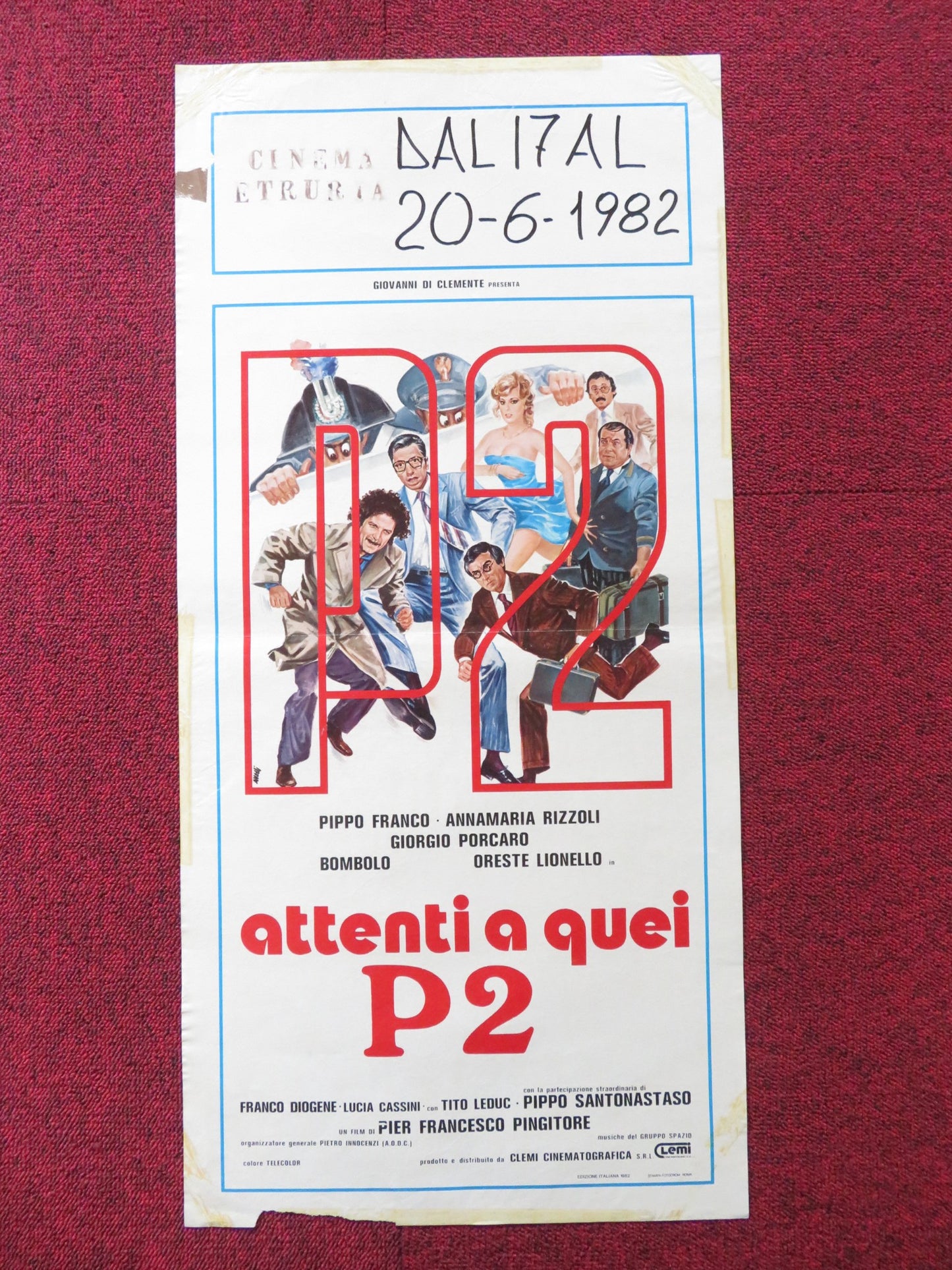 ATTENTI A QUEI P2 ITALIAN LOCANDINA POSTER PIPPO FRANCO GIORGIO PORCARDO 1982