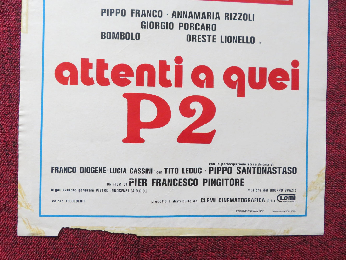 ATTENTI A QUEI P2 ITALIAN LOCANDINA POSTER PIPPO FRANCO GIORGIO PORCARDO 1982