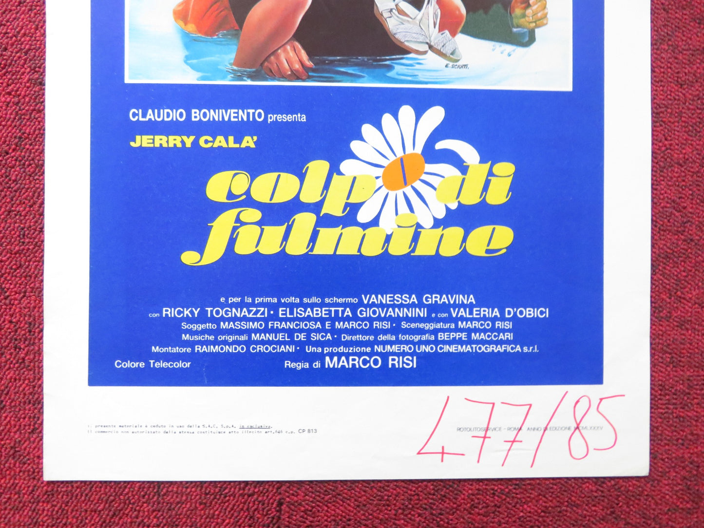 COLPO DI FULMINE ITALIAN LOCANDINA POSTER JERRY CALA VENESSA GRAVINA 1985