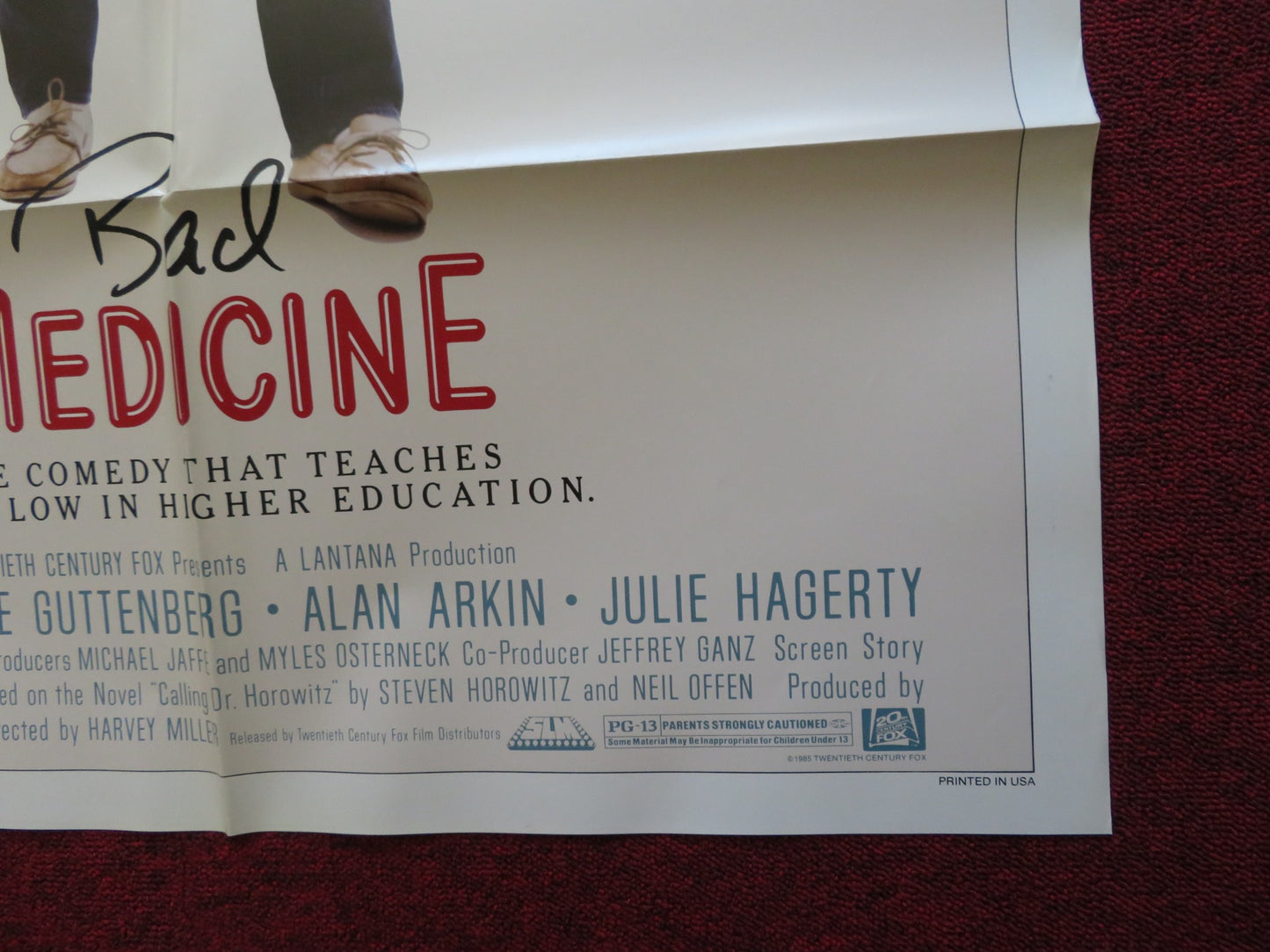 BAD MEDICINE FOLDED US ONE SHEET POSTER STEVE GUTTENBERG ALAN ARKIN 1985