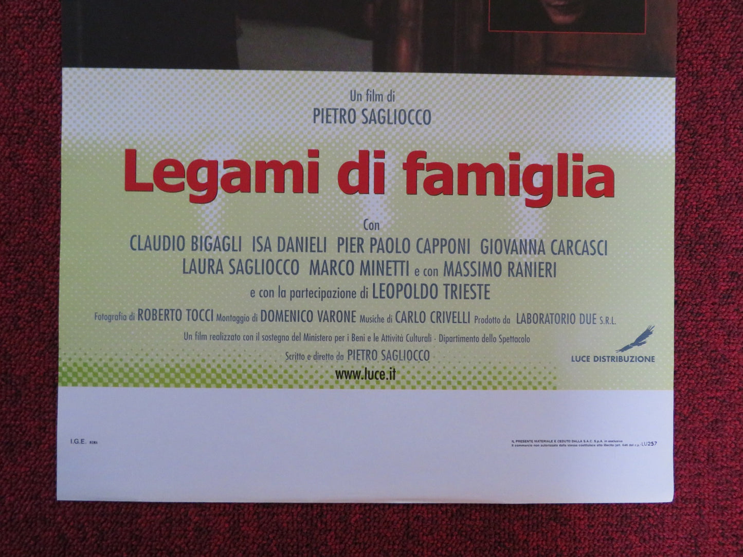 LEGAMI DI FAMIGLIA ITALIAN LOCANDINA POSTER CLAUDIO BIGAGLI MASSIMO RANIERI 2002