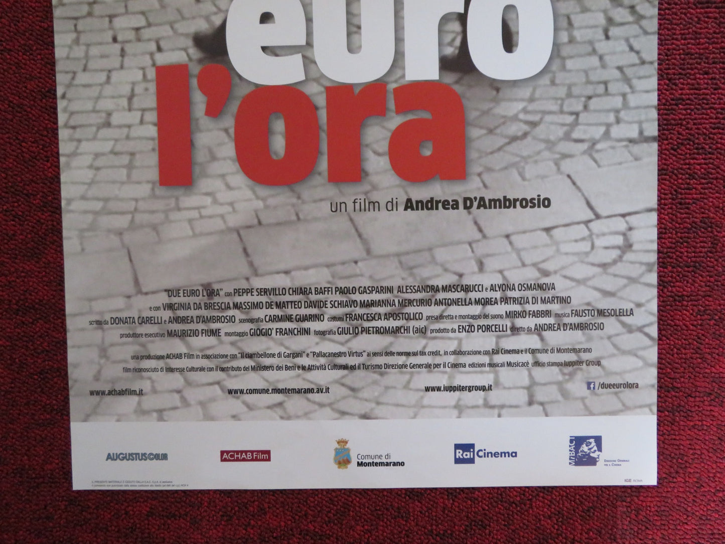 DUE EURO L'ORA ITALIAN LOCANDINA POSTER CHIARA BAFFI MASSIMO DE MATTEO 2016