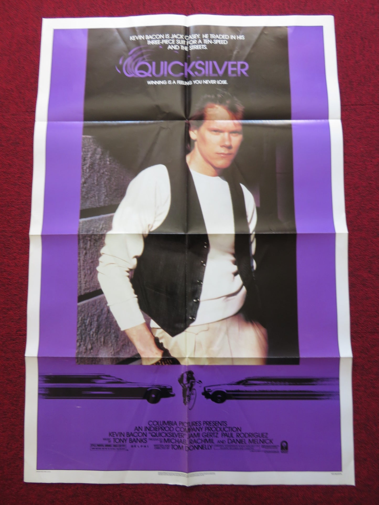 QUICKSLIVER FOLDED US ONE SHEET POSTER KEVIN BACON JAMI GERTZ 1986