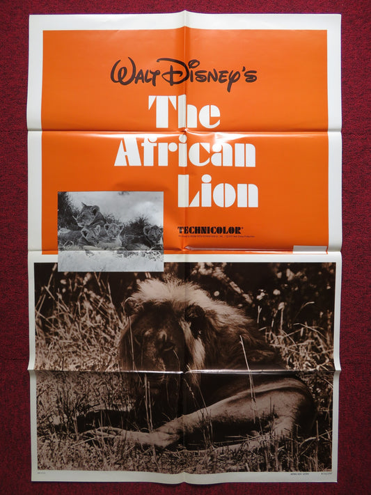 THE AFRICAN LION FOLDED US ONE SHEET POSTER DISNEY WINSTON HIBLER 1972