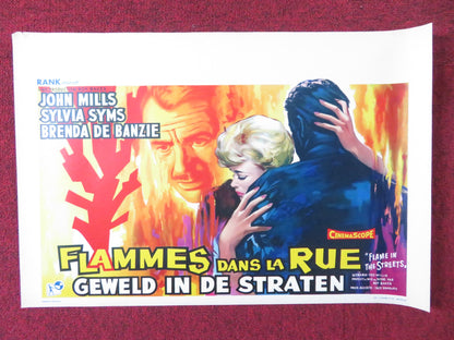 FLAMES IN THE STREETS BELGIUM (14.5"x 21.5") POSTER JOHN MILLS SYLVIA SYMS 1961