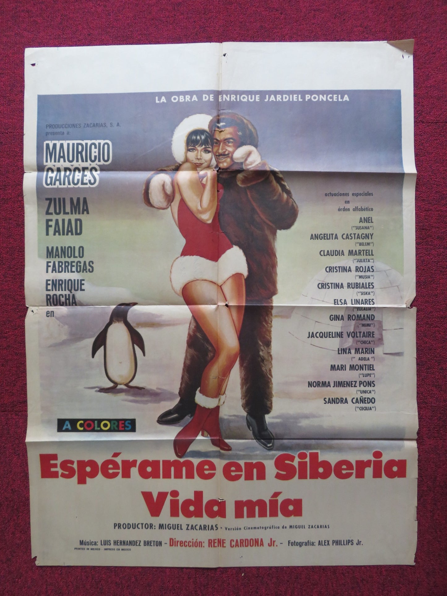 ESPERAME EN SIBERIA VIDA MIA FOLDED MEXICAN POSTER MAURICIO GARCES 1971