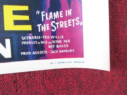 FLAMES IN THE STREETS BELGIUM (14.5"x 21.5") POSTER JOHN MILLS SYLVIA SYMS 1961