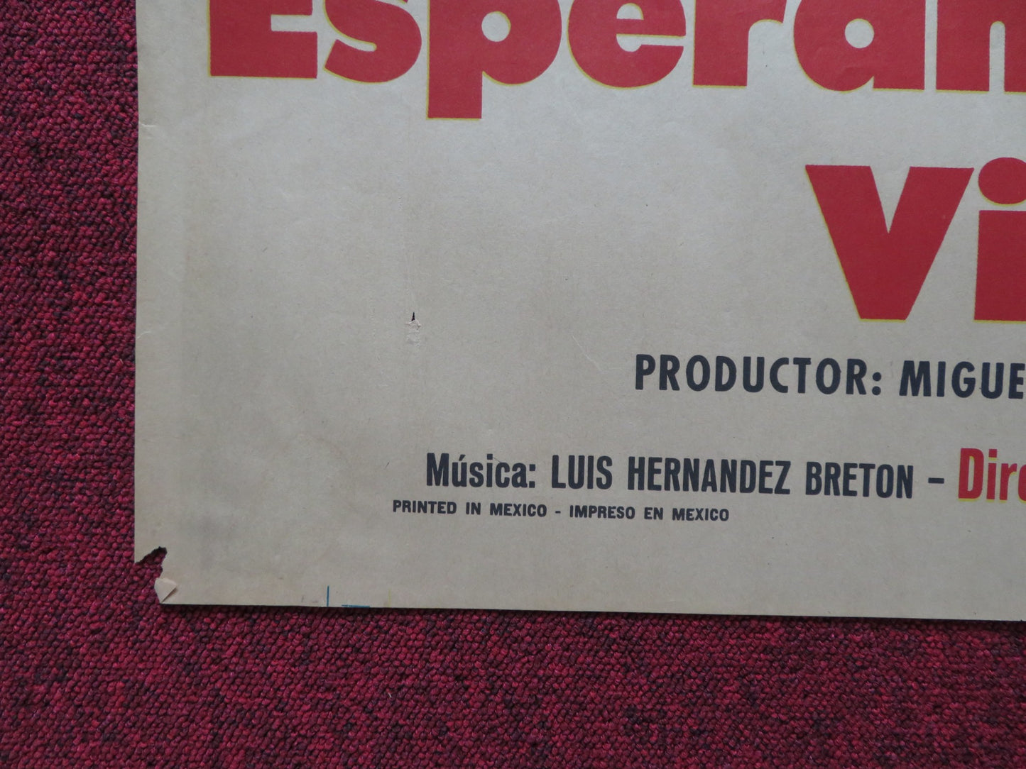 ESPERAME EN SIBERIA VIDA MIA FOLDED MEXICAN POSTER MAURICIO GARCES 1971