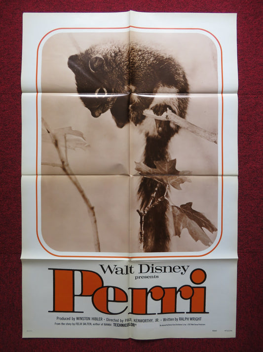 PERRI FOLDED US ONE SHEET POSTER DISNEY WINSTON HIBLER 1972