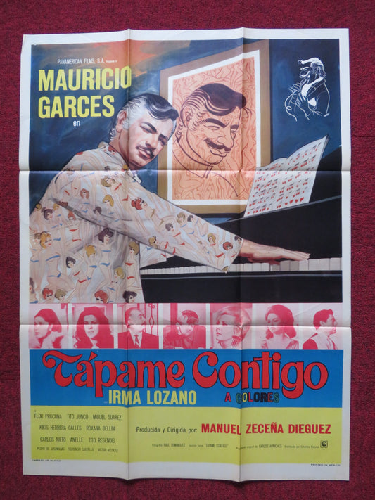 TAPAME CONTIGO FOLDED MEXICAN POSTER MAURICIO GARCES ARMANDO ACOSTA 1970