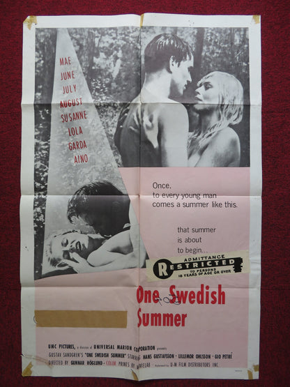 ONE SWEDISH SUMMER US ONE SHEET POSTER JANS GUSTAFSSON LILLEMOR OHLSSON 1968