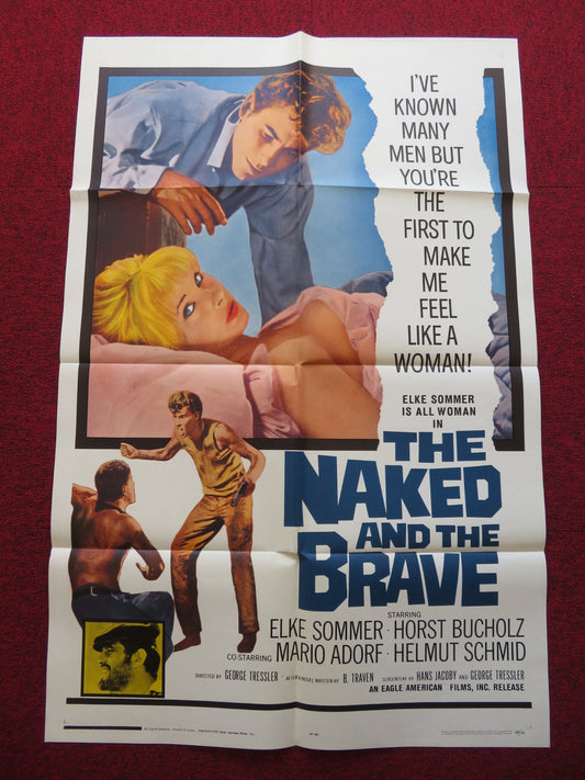 THE NAKED AND THE BRAVE FOLDED US ONE SHEET POSTER ELKE SOMMER H. BUCHOLZ 1965