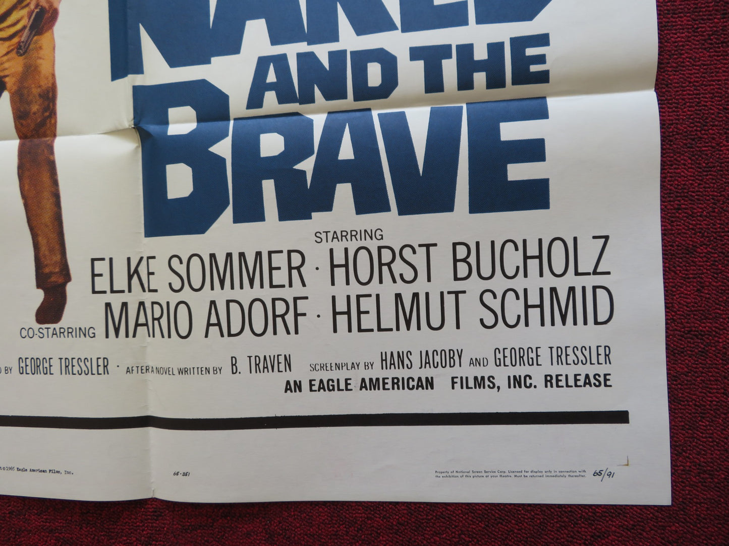 THE NAKED AND THE BRAVE FOLDED US ONE SHEET POSTER ELKE SOMMER H. BUCHOLZ 1965