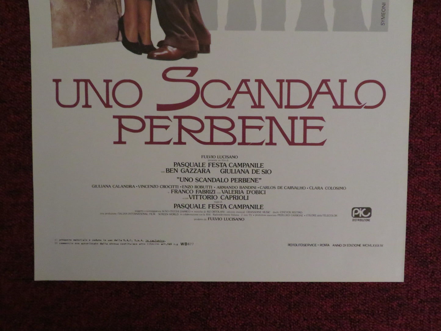 UNO SCANDALO PERBENE ITALIAN LOCANDINA POSTER BEN GAZZARA GIULIANA DE SIO 1984