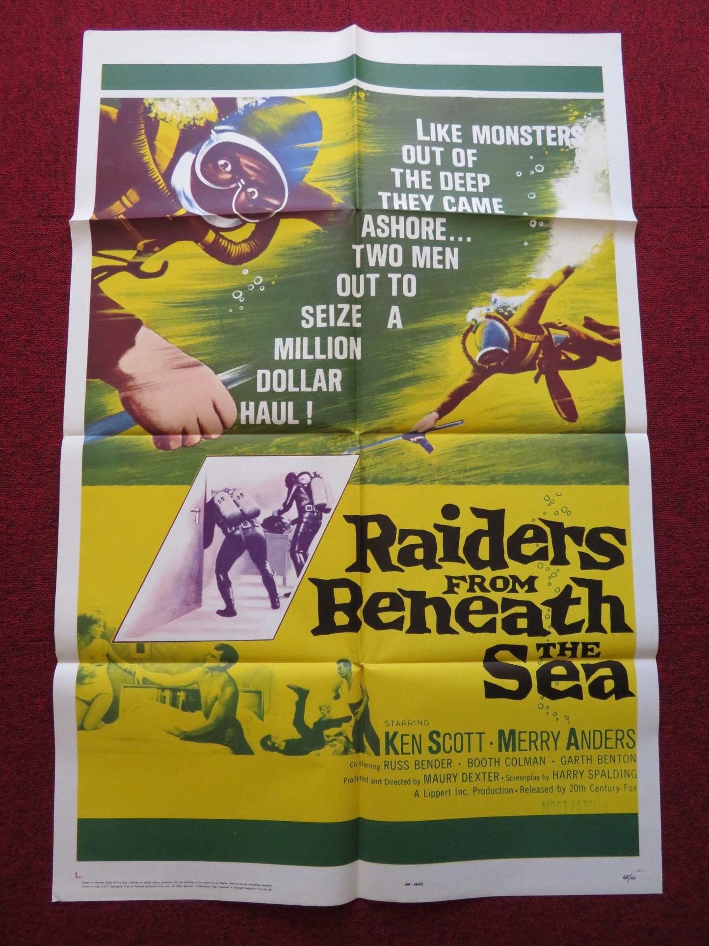 RAIDERS FROM BENEATH THE SEA FOLDED US ONE SHEET POSTER KEN SCOTT 1965