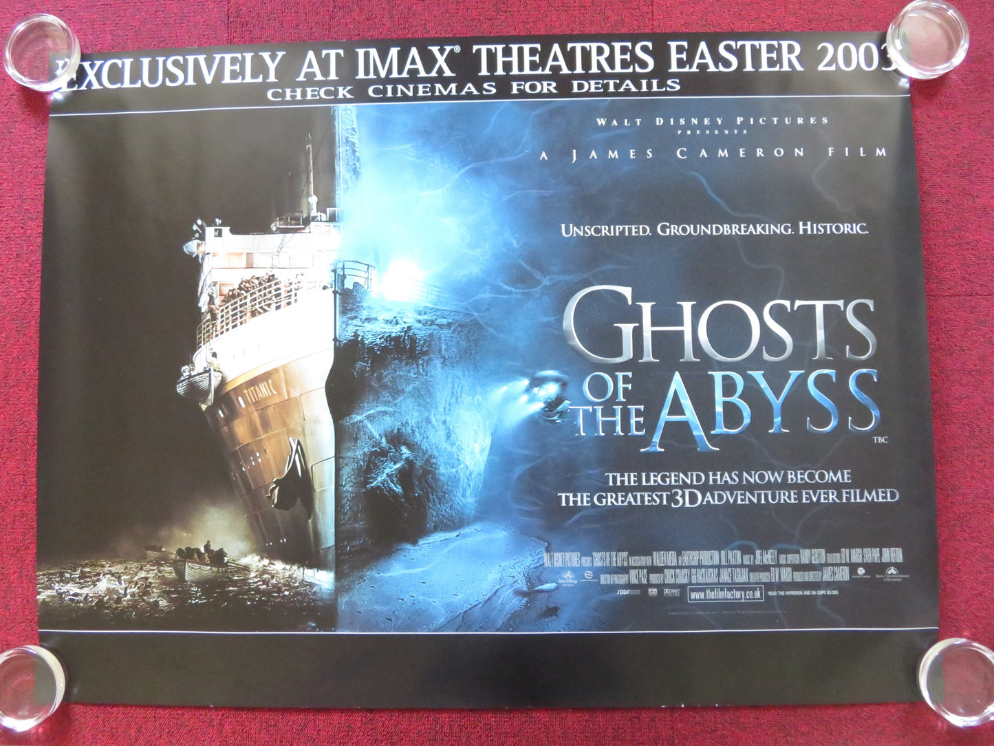 GHOSTS OF THE ABYSS UK QUAD (30"x 40") ROLLED POSTER DISNEY JAMES CAMERON 2003