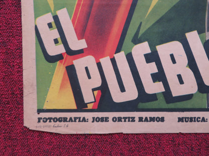 EL PUEBLO SIN DIOS FOLDED MEXICAN POSTER ARMANDO CALVO LEONOR LLAUSAS 1955