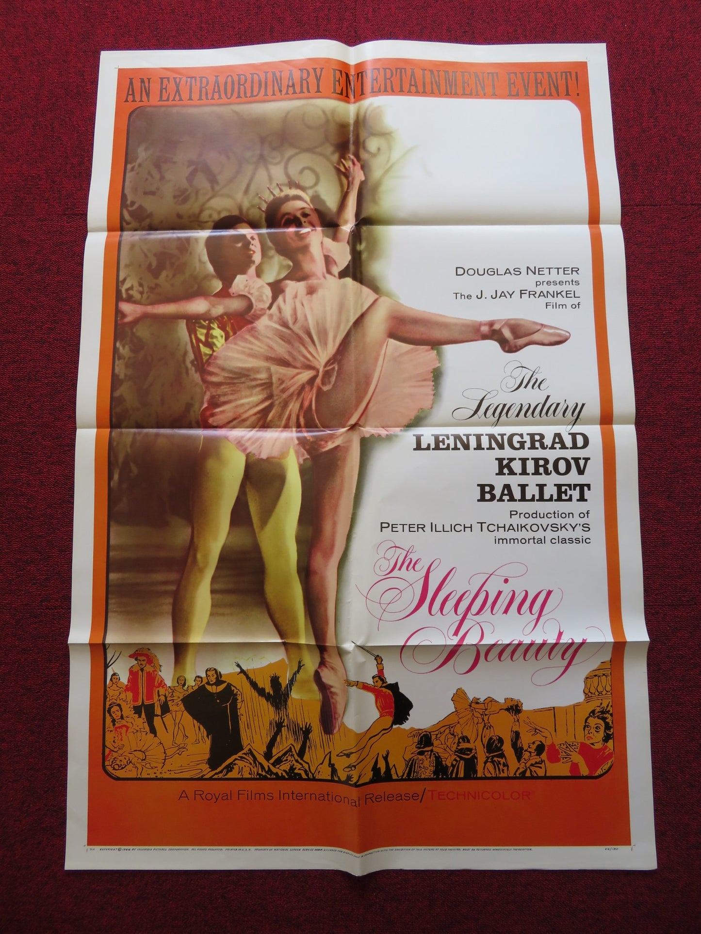 THE SLEEPING BEAUTY FOLDED US ONE SHEET POSTER LENINGRAD KIROV BALLET 1966