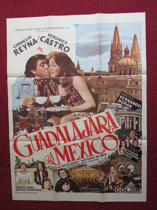 GUADALAJARA ES MEXICO FOLDED MEXICAN POSTER CORNELIO REYNA VERONICA CASTRO 1975