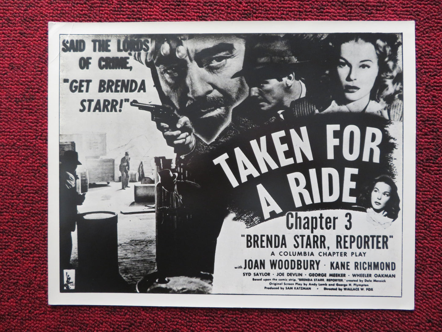 TAKEN FOR A RIDE CHAPTER 3 BRENDA STARR, REPORTER DEALER PHOTO POSTER 1945