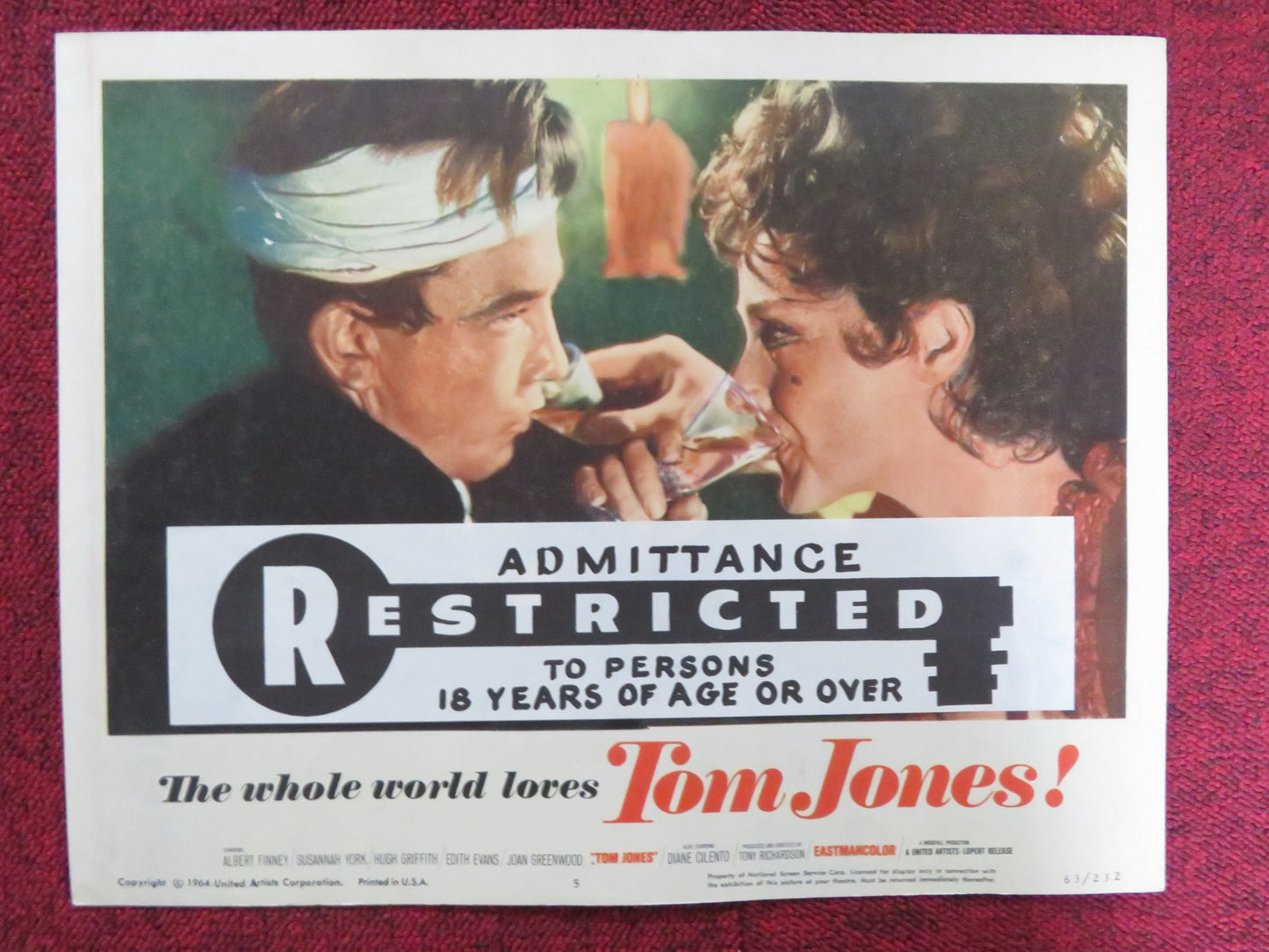 TOM JONES US LOBBY CARD FULL SET ALBERT FINNEY SUSANNAH YORK 1963