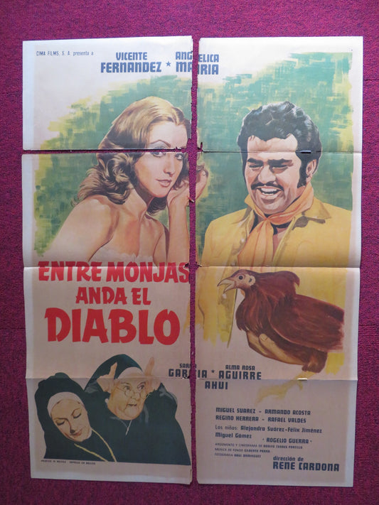 ENTRE MONJAS ANDA EL DIABLO FOLDED MEXICAN POSTER VICENTE F ANGELICA 1973