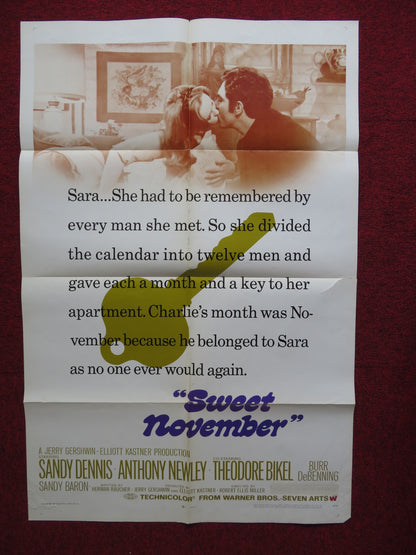 SWEET NOVEMBER FOLDED US ONE SHEET POSTER SANDY DENNIS ANTHONY NEWLEY 1968