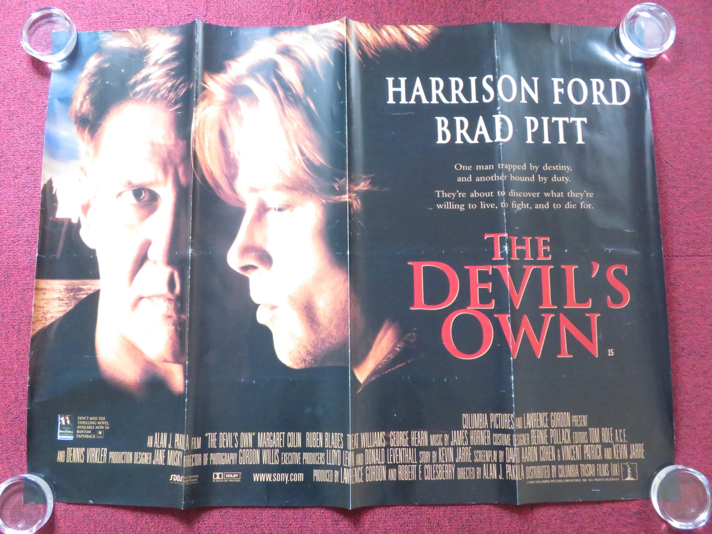 THE DEVIL'S OWN UK QUAD (30"x 40") ROLLED POSTER BRAD PITT HARRISON FORD 1997