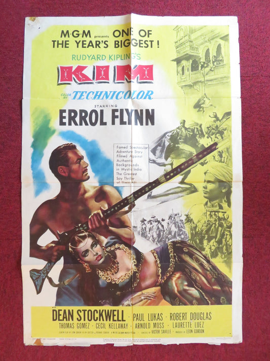 KIM FOLDED US ONE SHEET POSTER ERROL FLYNN DEAN STOCKWELL 1950