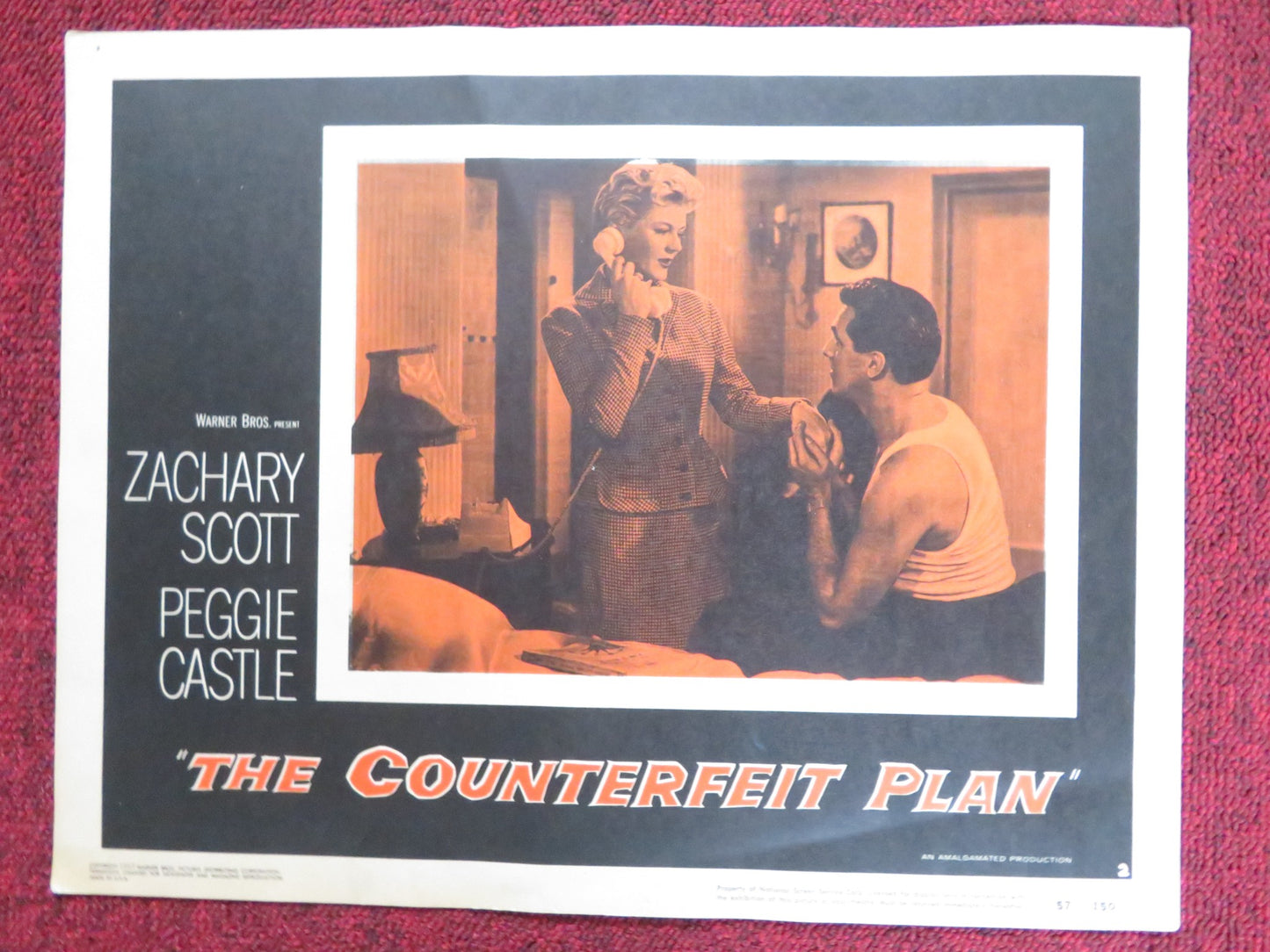 THE COUNTERFEIT PLAN US LOBBY CARD FULL SET ZACAHRY SCOTT PEGGIE CASTLE 1957