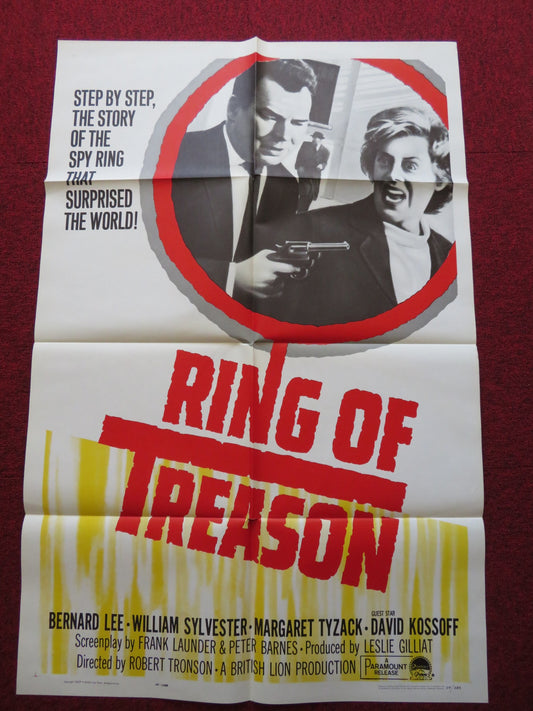 RING OF TREASON FOLDED US ONE SHEET POSTER BERNARD LEE 1964