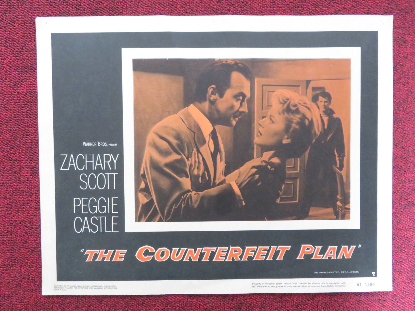 THE COUNTERFEIT PLAN US LOBBY CARD FULL SET ZACAHRY SCOTT PEGGIE CASTLE 1957