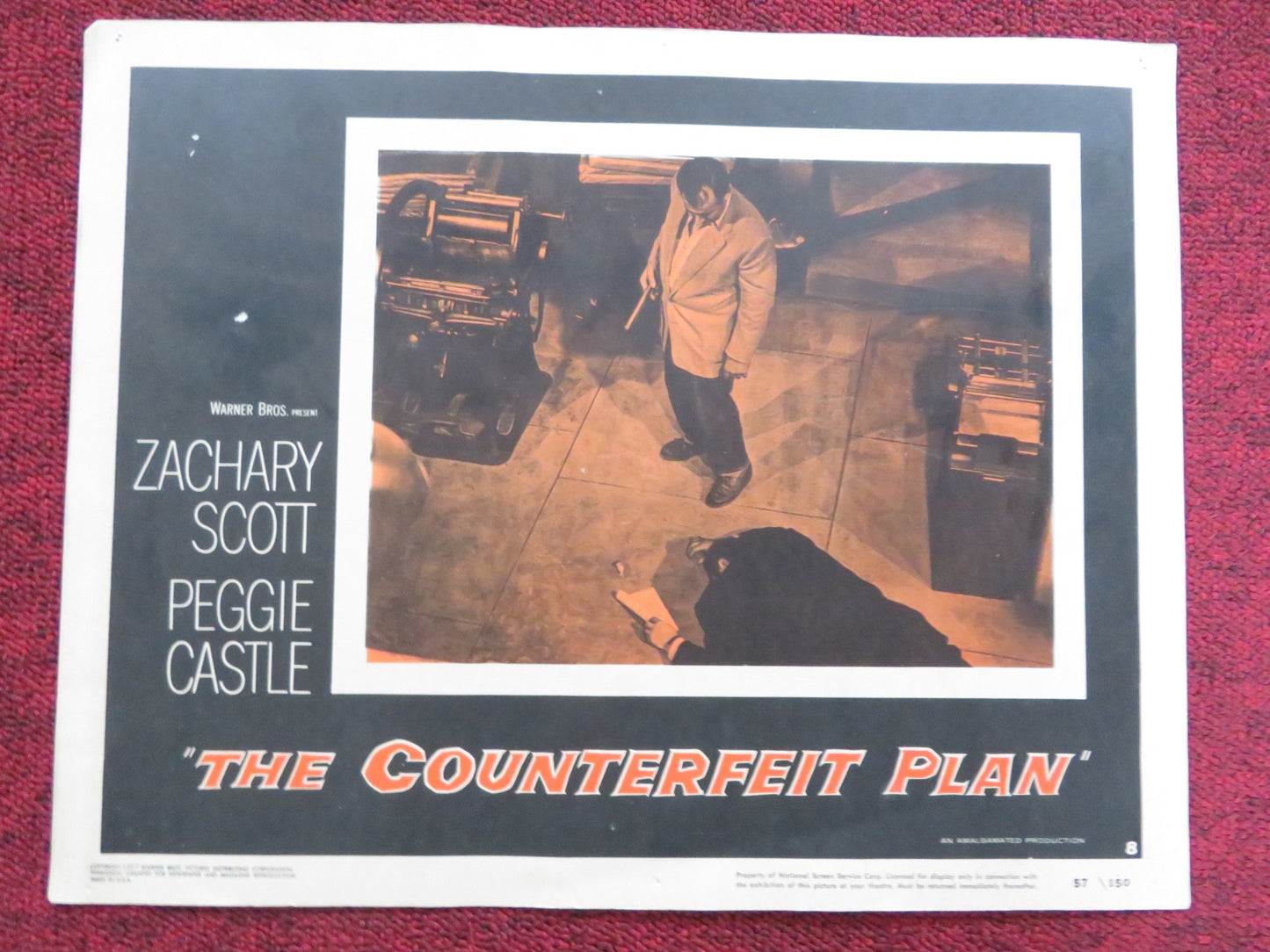 THE COUNTERFEIT PLAN US LOBBY CARD FULL SET ZACAHRY SCOTT PEGGIE CASTLE 1957