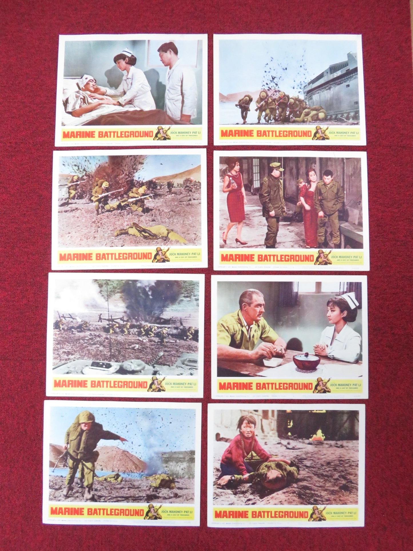 MARINE BATTLEGROUND US LOBBY CARD FULL SET JOCK MAHONEY PAT LI 1966