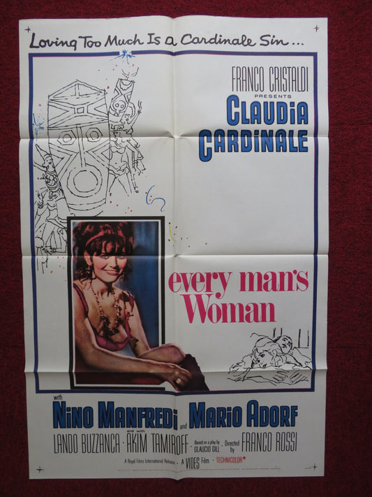 EVERY MAN'S WOMAN FOLDED US ONE SHEET POSTER CLAUDIA CARDINALE NINO MANFREDI '67