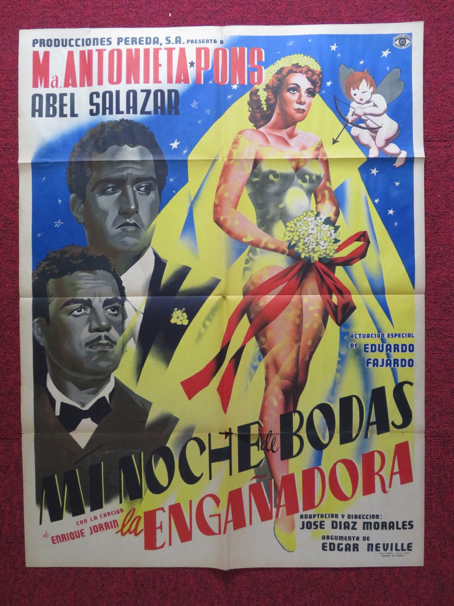 MI NOCHE DE BODAS FOLDED MEXICAN POSTER LUPITA ALDAY PINO BARATTI 1955