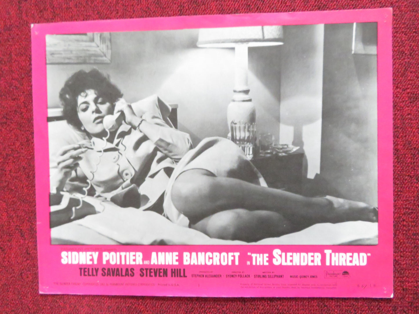 THE SLENDER THREAD US LOBBY CARD FULL SET SIDNEY POITIER ANNE BANCROFT 1965