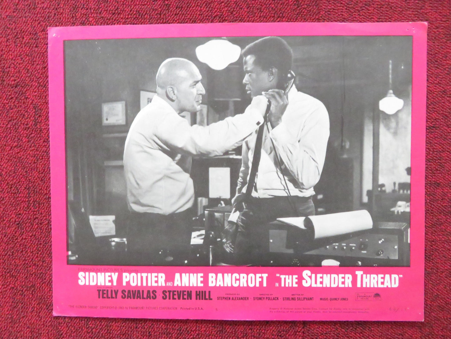 THE SLENDER THREAD US LOBBY CARD FULL SET SIDNEY POITIER ANNE BANCROFT 1965