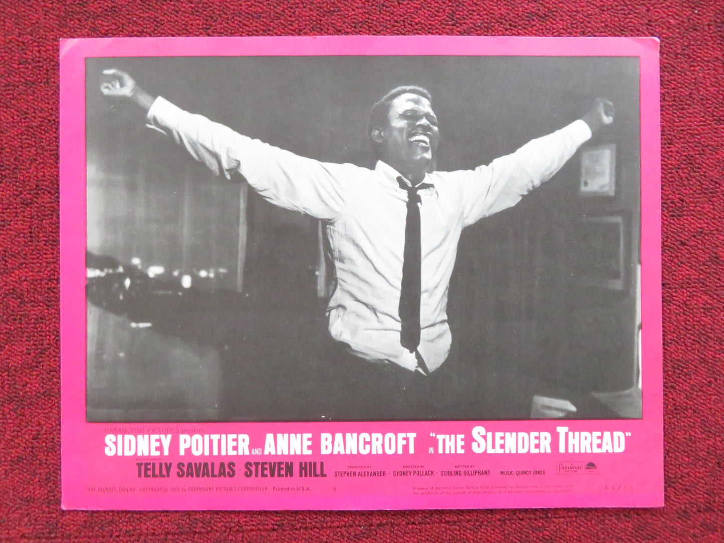 THE SLENDER THREAD US LOBBY CARD FULL SET SIDNEY POITIER ANNE BANCROFT 1965