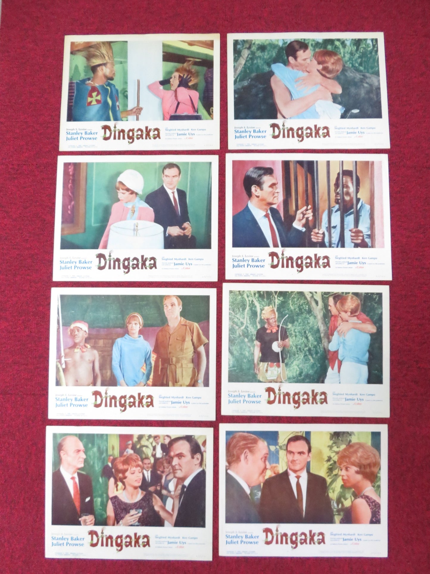 DINGAKA US LOBBY CARD FULL SET STANLEY BAKER JULIET PROWSE 1965