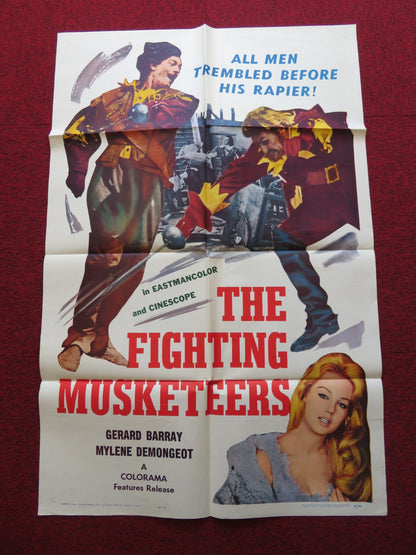 FIGHTING MUSKETEERS FOLDED US ONE SHEET POSTER  GERARD BARRAY M. DEMONGEOT 1963