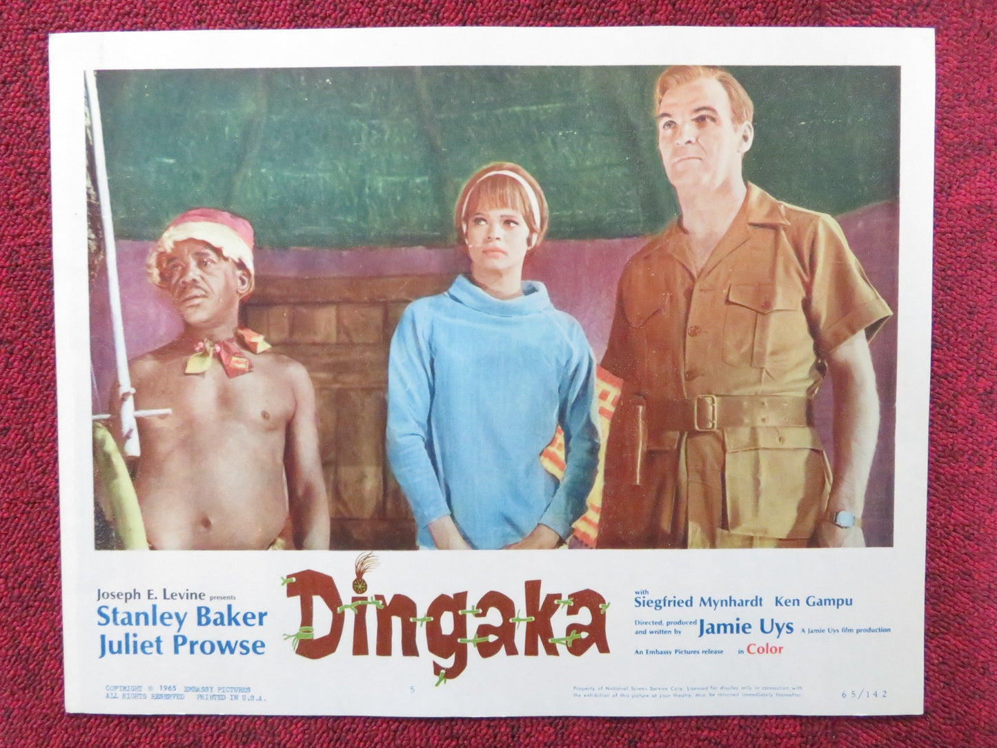 DINGAKA US LOBBY CARD FULL SET STANLEY BAKER JULIET PROWSE 1965