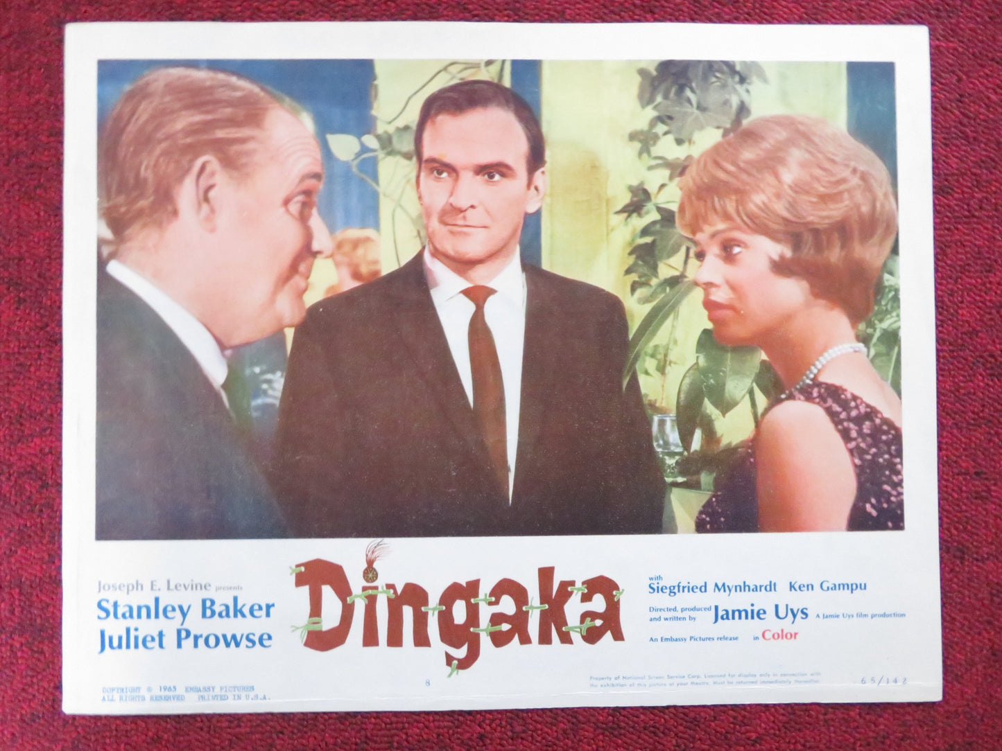 DINGAKA US LOBBY CARD FULL SET STANLEY BAKER JULIET PROWSE 1965