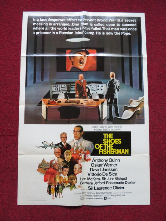 THE SHOES OF THE FISHERMAN FOLDED US ONE SHEET POSTER ANTHONY QUINN 1968